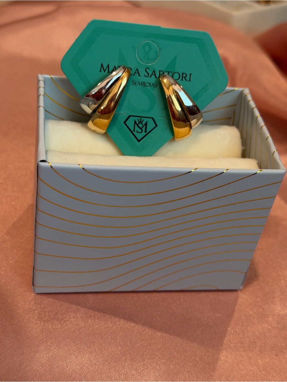 Two-Tone Gold & Silver Curved Hoop Earrings